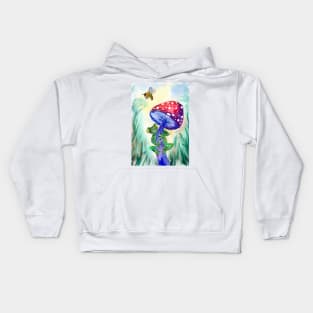 Frog on Mushroom Wants Bee Kids Hoodie